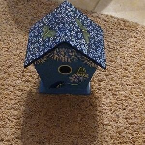 Handcrafted Blue Floral Birdhouse